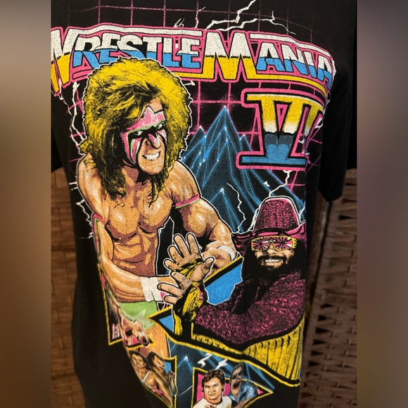 Westlemania VI 6 Wrestling Wrestle Black Shirt Ultimate Warrior Macho Man Medium - Picture 11 of 11